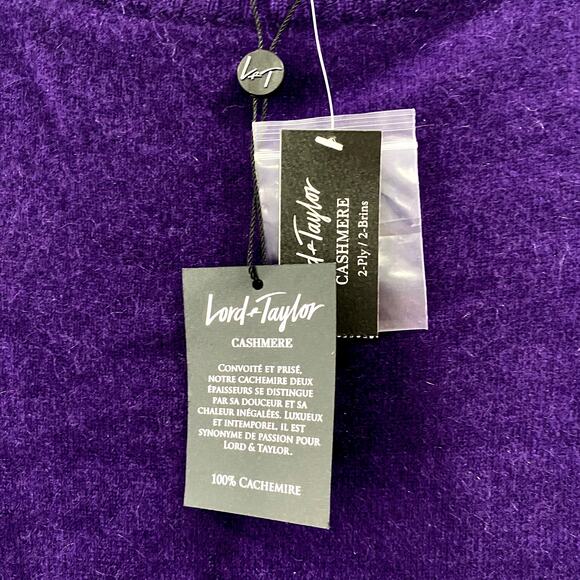 NWT Lord & Taylor Purple 100% Cashmere Pullover Sweater Size M - Picture 10 of 11